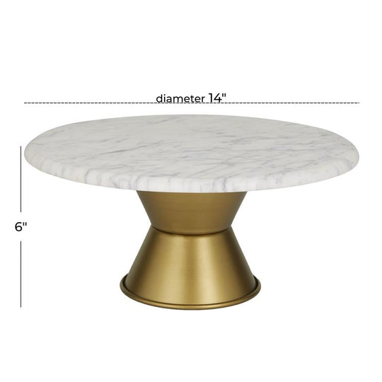 Faux Marble Cake Stand with Gold Base Set