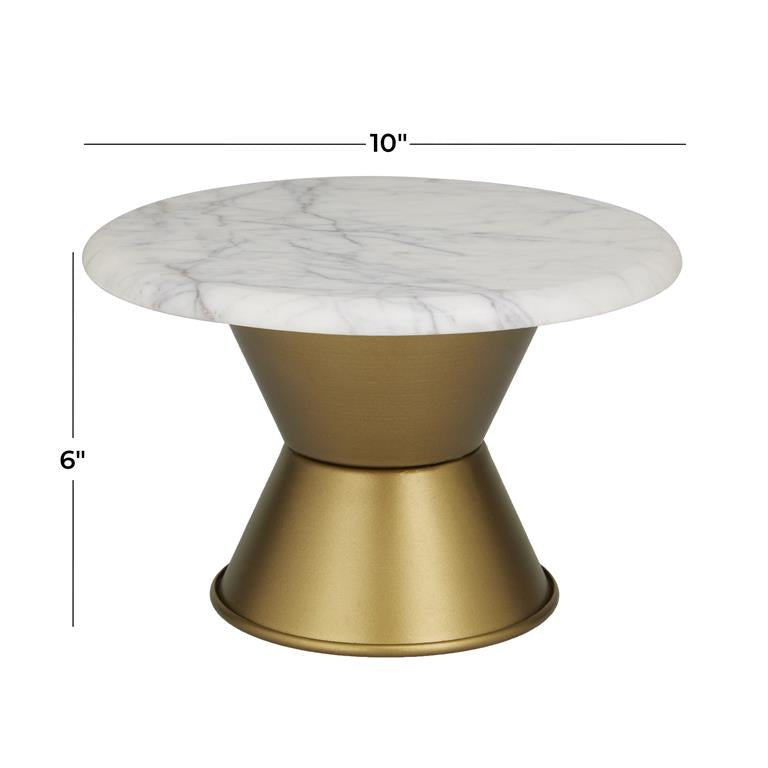 Faux Marble Cake Stand with Gold Base Set